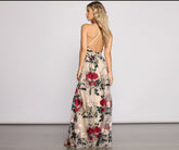 Charena Formal Embroidered Floral Tulle Dress